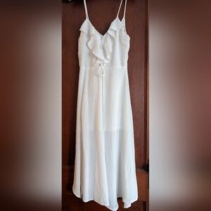 Showpo White Ruffle Midi Dress